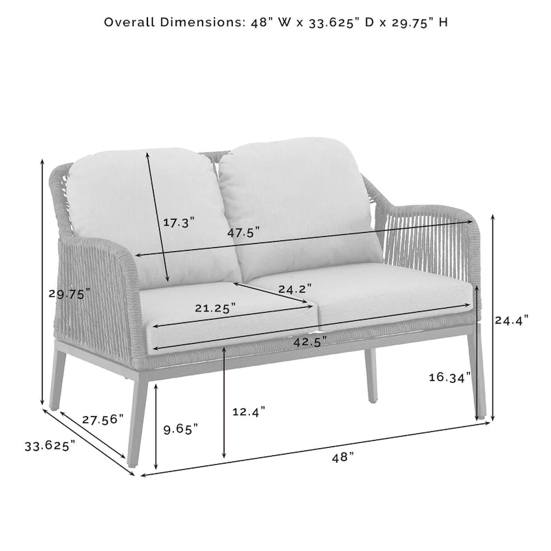 Ensemble de conversation extérieur 4 pièces en osier Haven – 85P x 143L x 29,75H