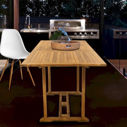Table de bar d'extérieur extensible en bois de teck Chic Teak Elzas, de 71 à 95 pouces (Table seulement)