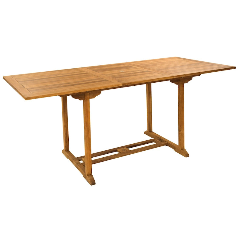 Table de bar d'extérieur extensible en bois de teck Chic Teak Elzas, de 71 à 95 pouces (Table seulement)