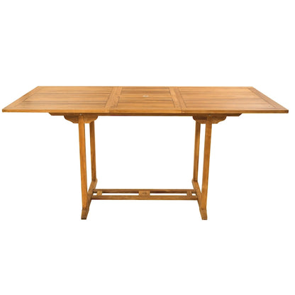 Table de bar d'extérieur extensible en bois de teck Chic Teak Elzas, de 71 à 95 pouces (Table seulement)