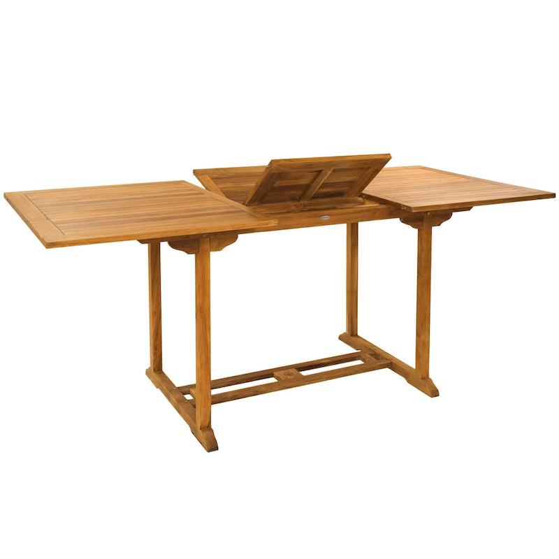 Table de bar d'extérieur extensible en bois de teck Chic Teak Elzas, de 71 à 95 pouces (Table seulement)