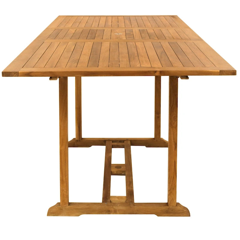 Table de bar d'extérieur extensible en bois de teck Chic Teak Elzas, de 71 à 95 pouces (Table seulement)