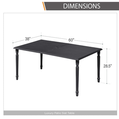 Ensemble de salle à manger d'extérieur MAISON ARTS 7 pièces en métal avec table à lattes et chaises pivotantes en textilène pour patio