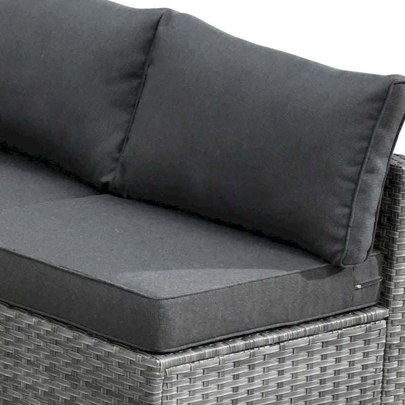 HOOOWOOO Salon de jardin en rotin gris 10 pièces avec brasero