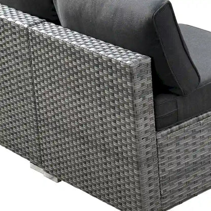 HOOOWOOO Salon de jardin en rotin gris 10 pièces avec brasero