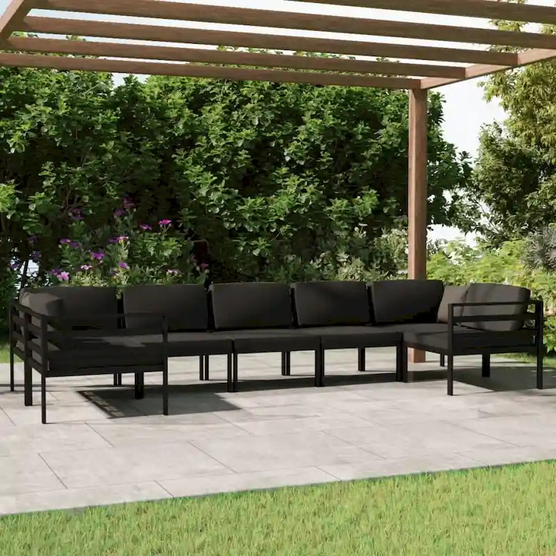 vidaXL Salon de jardin modulaire d'extérieur avec table en aluminium anthracite - 27,6 x 27,6 x 25,4
