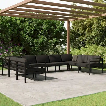 vidaXL Salon de jardin modulaire d'extérieur avec table en aluminium anthracite - 27,6 x 27,6 x 25,4