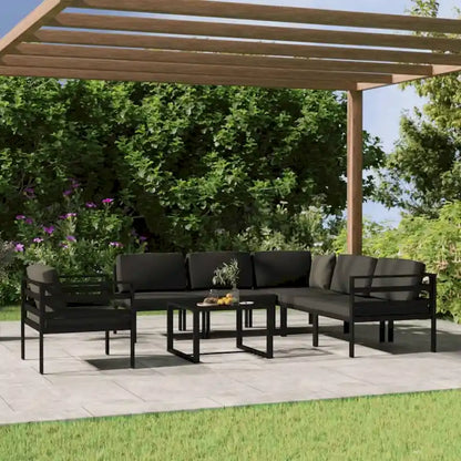 vidaXL Salon de jardin modulaire d'extérieur avec table en aluminium anthracite - 27,6 x 27,6 x 25,4