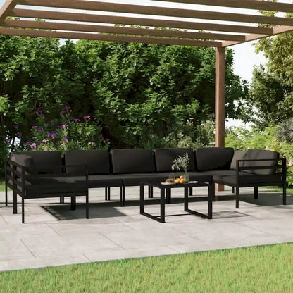 vidaXL Salon de jardin modulaire d'extérieur avec table en aluminium anthracite - 27,6 x 27,6 x 25,4