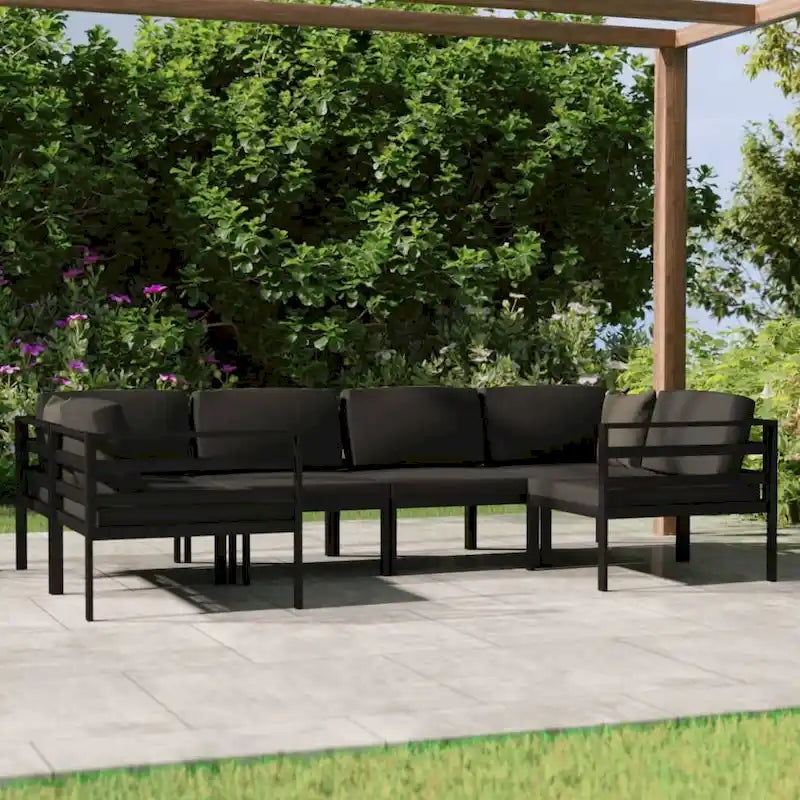 vidaXL Salon de jardin modulaire d'extérieur avec table en aluminium anthracite - 27,6 x 27,6 x 25,4