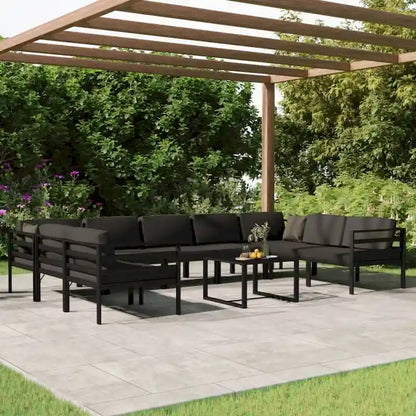 vidaXL Salon de jardin modulaire d'extérieur avec table en aluminium anthracite - 27,6 x 27,6 x 25,4