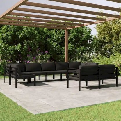 vidaXL Salon de jardin modulaire d'extérieur avec table en aluminium anthracite - 27,6 x 27,6 x 25,4