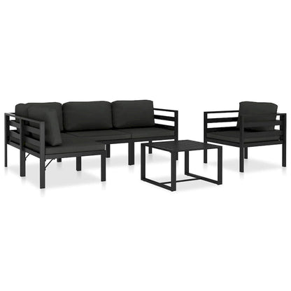vidaXL Salon de jardin modulaire d'extérieur avec table en aluminium anthracite - 27,6 x 27,6 x 25,4