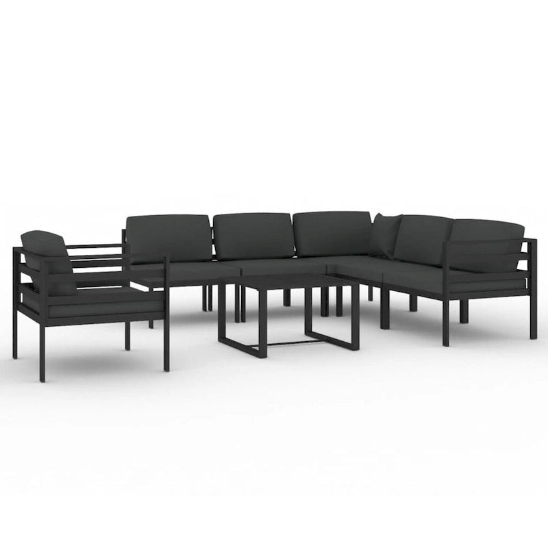 vidaXL Salon de jardin modulaire d'extérieur avec table en aluminium anthracite - 27,6 x 27,6 x 25,4