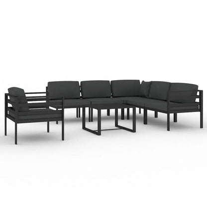 vidaXL Salon de jardin modulaire d'extérieur avec table en aluminium anthracite - 27,6 x 27,6 x 25,4