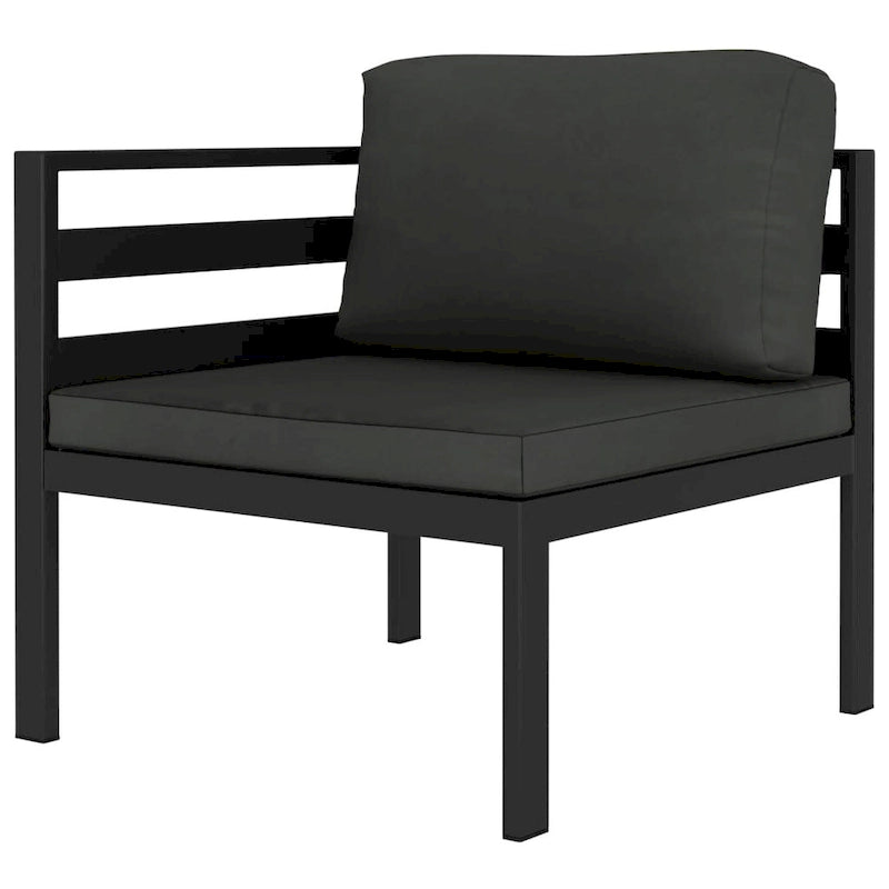 vidaXL Salon de jardin modulaire d'extérieur avec table en aluminium anthracite - 27,6 x 27,6 x 25,4