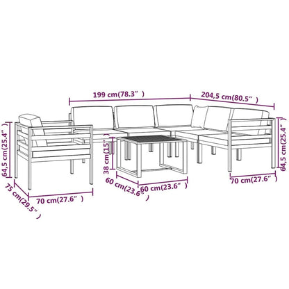 vidaXL Salon de jardin modulaire d'extérieur avec table en aluminium anthracite - 27,6 x 27,6 x 25,4
