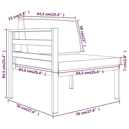 vidaXL Salon de jardin modulaire d'extérieur avec table en aluminium anthracite - 27,6 x 27,6 x 25,4