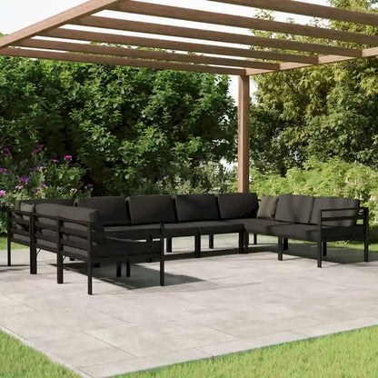 vidaXL Salon de jardin modulaire d'extérieur avec table en aluminium anthracite - 27,6 x 27,6 x 25,4