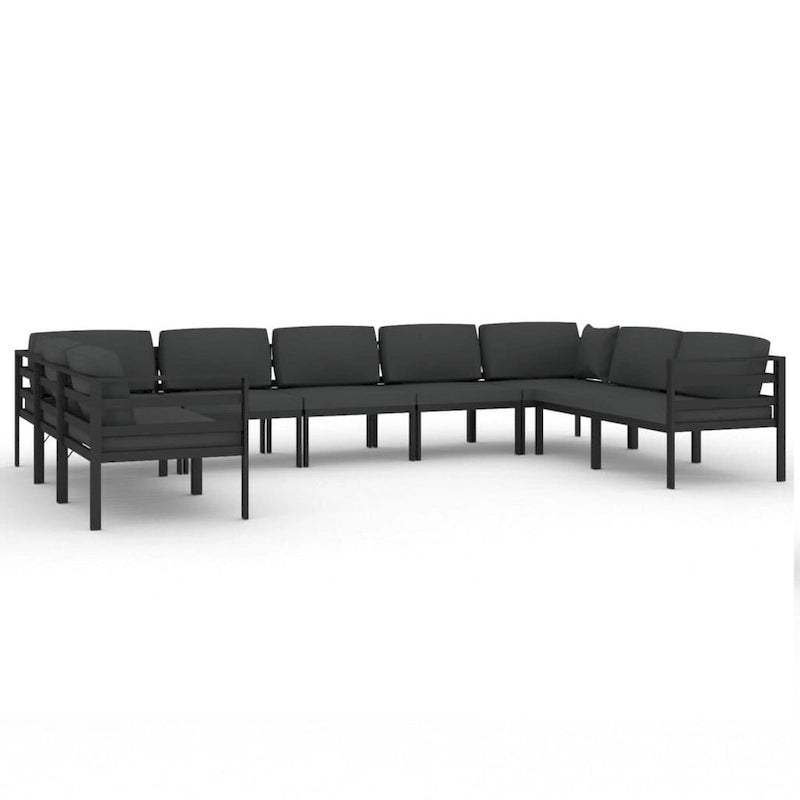 vidaXL Salon de jardin modulaire d'extérieur avec table en aluminium anthracite - 27,6 x 27,6 x 25,4