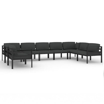 vidaXL Salon de jardin modulaire d'extérieur avec table en aluminium anthracite - 27,6 x 27,6 x 25,4