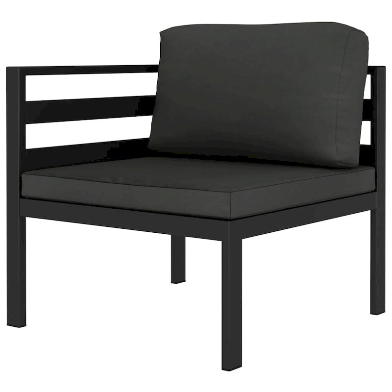 vidaXL Salon de jardin modulaire d'extérieur avec table en aluminium anthracite - 27,6 x 27,6 x 25,4
