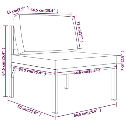 vidaXL Salon de jardin modulaire d'extérieur avec table en aluminium anthracite - 27,6 x 27,6 x 25,4
