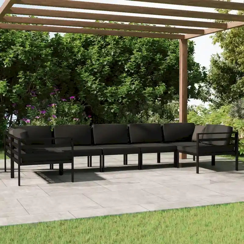 vidaXL Salon de jardin modulaire d'extérieur avec table en aluminium anthracite - 27,6 x 27,6 x 25,4