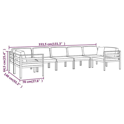 vidaXL Salon de jardin modulaire d'extérieur avec table en aluminium anthracite - 27,6 x 27,6 x 25,4