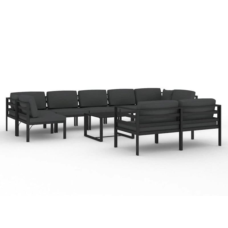 vidaXL Salon de jardin modulaire d'extérieur avec table en aluminium anthracite - 27,6 x 27,6 x 25,4