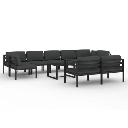 vidaXL Salon de jardin modulaire d'extérieur avec table en aluminium anthracite - 27,6 x 27,6 x 25,4