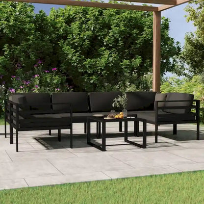 vidaXL Salon de jardin modulaire d'extérieur avec table en aluminium anthracite - 27,6 x 27,6 x 25,4