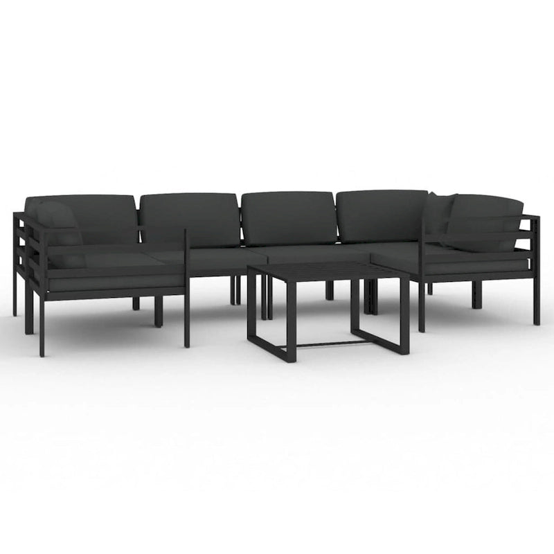 vidaXL Salon de jardin modulaire d'extérieur avec table en aluminium anthracite - 27,6 x 27,6 x 25,4
