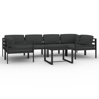 vidaXL Salon de jardin modulaire d'extérieur avec table en aluminium anthracite - 27,6 x 27,6 x 25,4