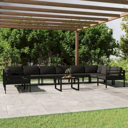 vidaXL Salon de jardin modulaire d'extérieur avec table en aluminium anthracite - 27,6 x 27,6 x 25,4
