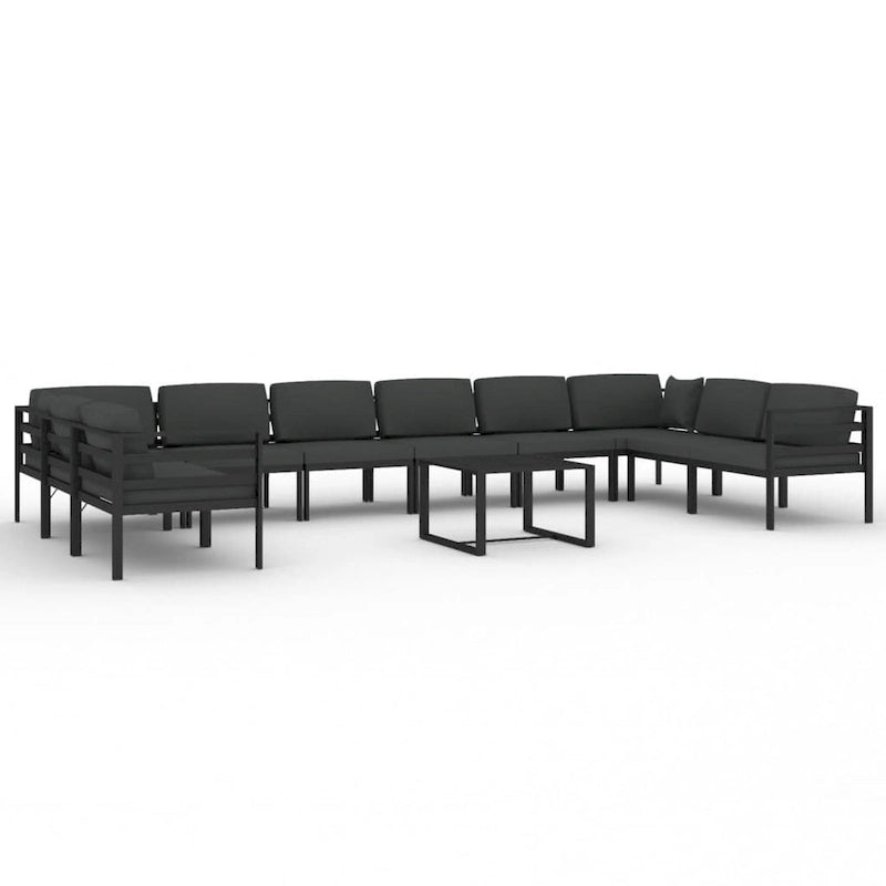 vidaXL Salon de jardin modulaire d'extérieur avec table en aluminium anthracite - 27,6 x 27,6 x 25,4