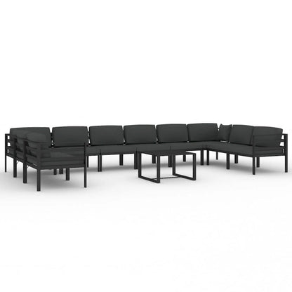 vidaXL Salon de jardin modulaire d'extérieur avec table en aluminium anthracite - 27,6 x 27,6 x 25,4