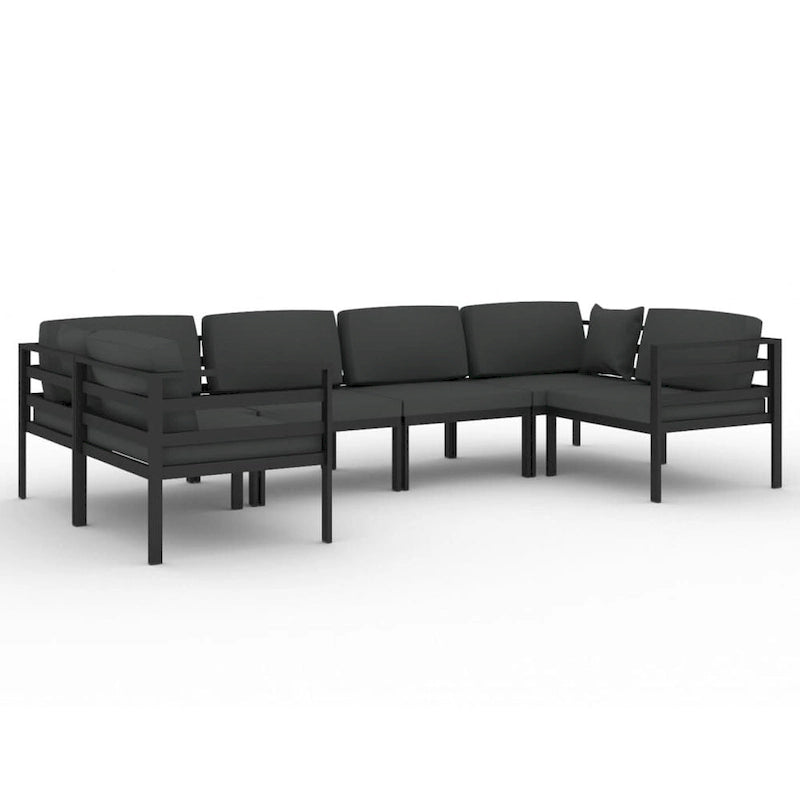 vidaXL Salon de jardin modulaire d'extérieur avec table en aluminium anthracite - 27,6 x 27,6 x 25,4
