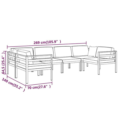 vidaXL Salon de jardin modulaire d'extérieur avec table en aluminium anthracite - 27,6 x 27,6 x 25,4