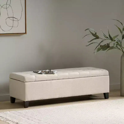 Christopher Knight Home Pouf de rangement capitonné Wendover en pin avec pieds en bouleau