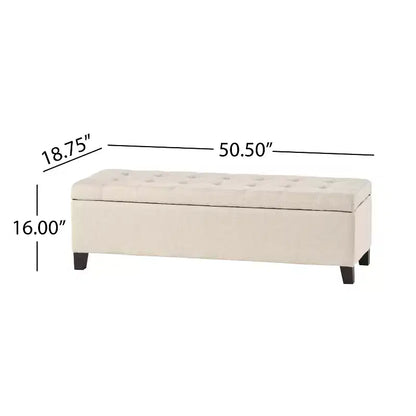Christopher Knight Home Pouf de rangement capitonné Wendover en pin avec pieds en bouleau