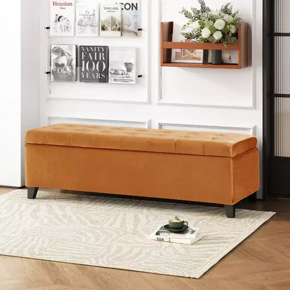 Christopher Knight Home Pouf de rangement capitonné Wendover en pin avec pieds en bouleau