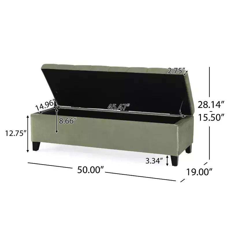 Christopher Knight Home Pouf de rangement capitonné Wendover en pin avec pieds en bouleau