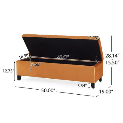 Christopher Knight Home Pouf de rangement capitonné Wendover en pin avec pieds en bouleau