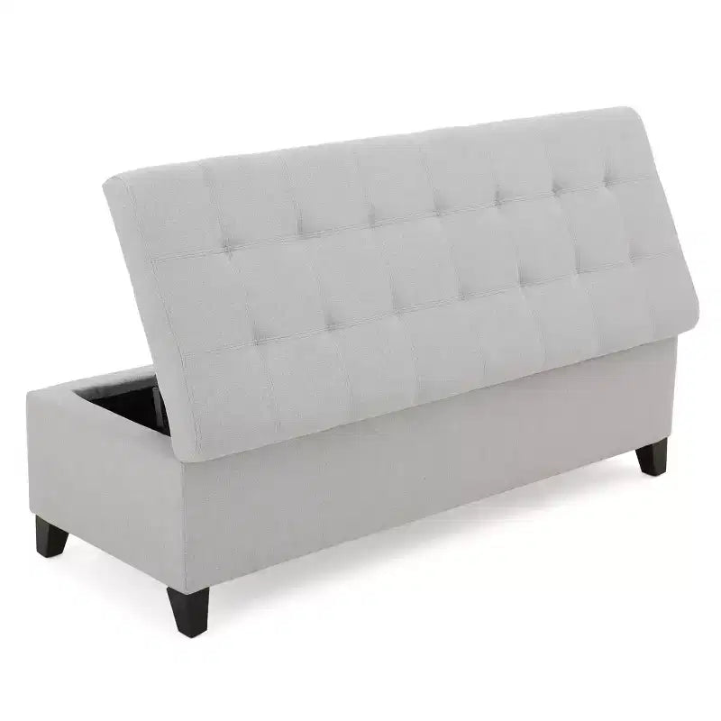 Christopher Knight Home Pouf de rangement capitonné Wendover en pin avec pieds en bouleau