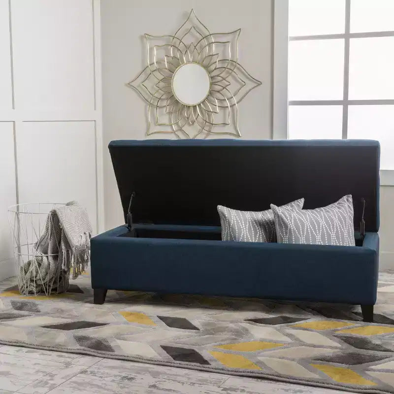 Christopher Knight Home Pouf de rangement capitonné Wendover en pin avec pieds en bouleau