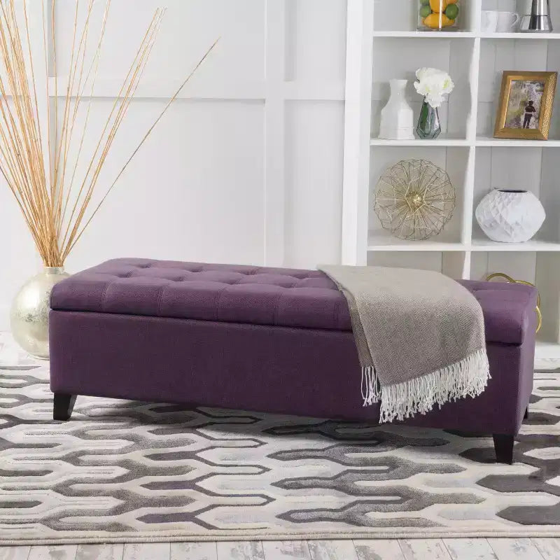 Christopher Knight Home Pouf de rangement capitonné Wendover en pin avec pieds en bouleau