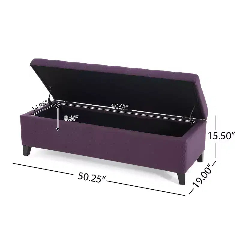Christopher Knight Home Pouf de rangement capitonné Wendover en pin avec pieds en bouleau