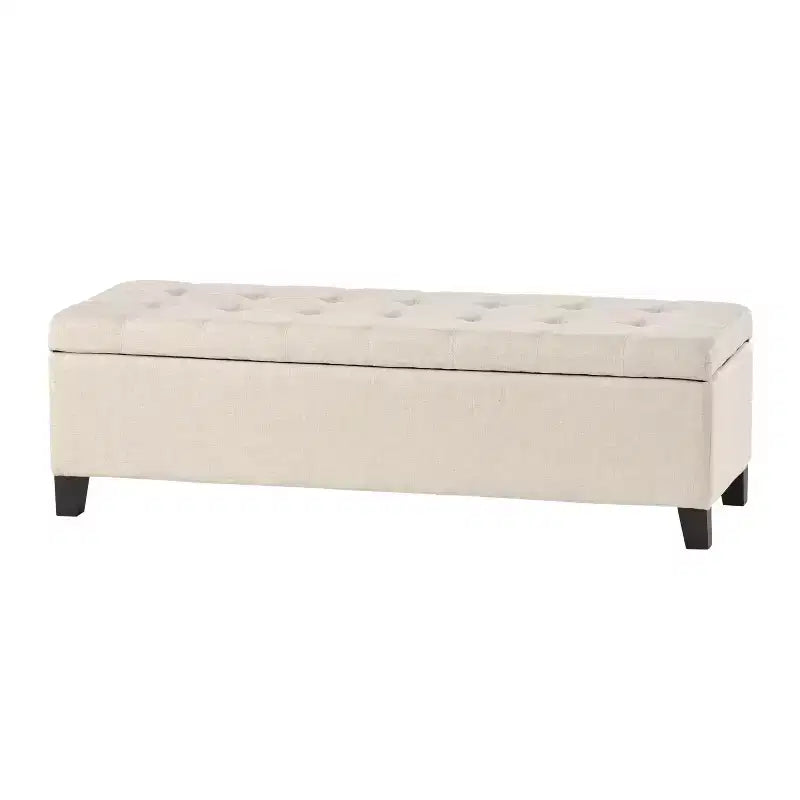 Christopher Knight Home Pouf de rangement capitonné Wendover en pin avec pieds en bouleau