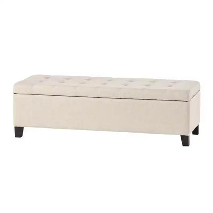 Christopher Knight Home Pouf de rangement capitonné Wendover en pin avec pieds en bouleau